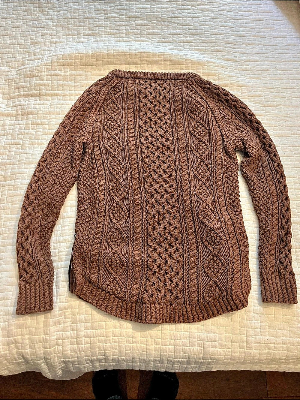 Bean Signature Cotton Fisherman Tunic Sweater in Brown Size XS